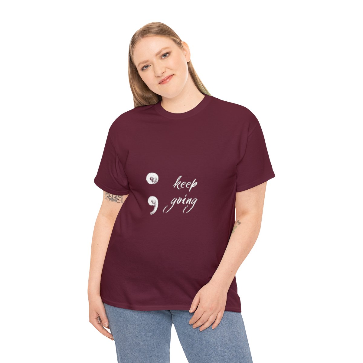 Copy of T-shirt Heavy Cotton – Men – Women | S – XL | Neutrals | Keep Going – Awareness