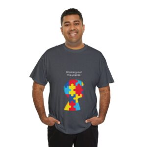 T-shirt Heavy Cotton – Men Big Tall – Women Plus| 2XL – 5XL | Neutrals | Working Out Autism